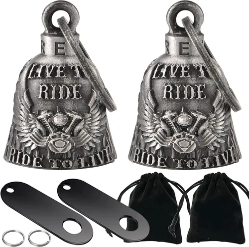 Miniatura 6 de Dream Apparel Paquete de 2 campanas de motocicleta, ángel de la guarda para motociclista, hombres y mujeres, montar con perchas, Drive Away Gremlins