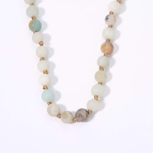 Miniatura 4 de BALIBALI Gargantilla con cuentas de piedra semipreciosa, chapado en oro de 14 quilates, piedra natural, collar de doble hebra, collares cortos