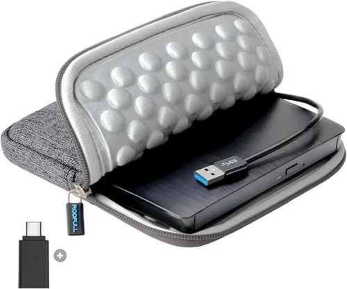 Unidad de CD/DVD externa ROOFULL para portátil, USB 3.0, CD/DVD-ROM +/-RW, lector, reproductor, grabador, quemador, con estuche de transporte
