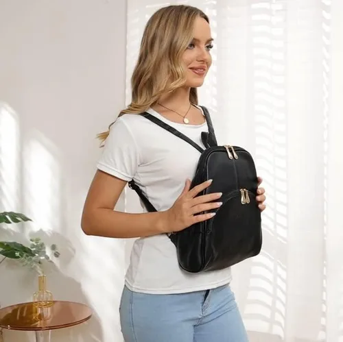 Miniatura 2 de Nevenka mochila informal estilo cartera de imitación cuero con cierre para mujer