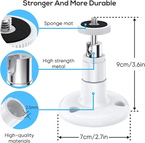 Miniatura 3 de FastSnail Soporte de pared compatible con Wyze Cam Pan V3 y Wyze Cam V4/V3 y Wyze Cam exterior/interior, soporte ajustable giratorio de 360 grados