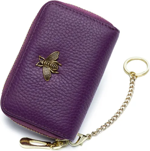 Miniatura 29 de imeetu Soporte para tarjetas de crédito RFID, cartera pequeña de cuero con cremallera para mujer