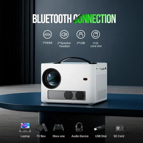 Miniatura 7 de Proyector con WiFi y Bluetooth, Proyector Nativo 1080P con Soporte 4K con Corrección Trapezoidal Vertical Automática, Proyector de Películas Blanco