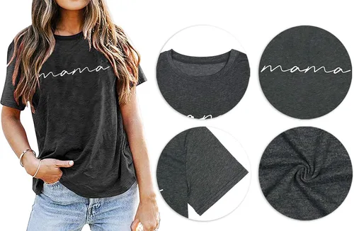 Miniatura 4 de ASTANFY Camiseta de manga corta para mujer con estampado de letras para mamá
