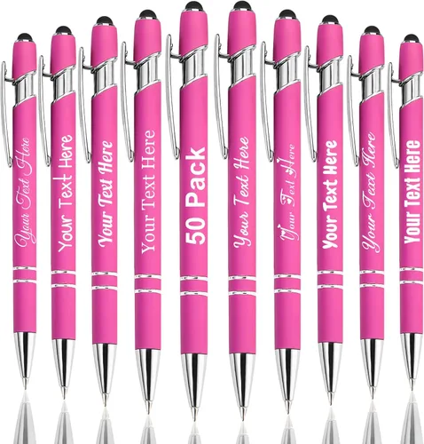 Miniatura 89 de Hasta 300 bolígrafos personalizados a granel con nombre personalizado con grabado gratis, puntas de lápiz capacitivo grabado, bolígrafo
