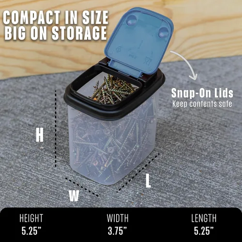 Miniatura 6 de Buddeez Contenedores de almacenamiento multiusos, cubos pequeños de almacenamiento de brocas y pernos, organizadores de hardware, recipientes Azul