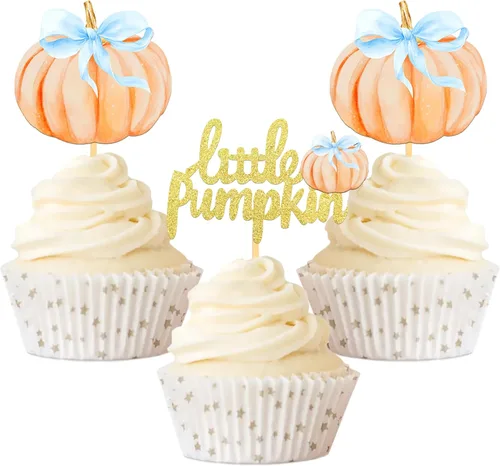 Miniatura 10 de Pumpkin Oh Baby - Decoración para cupcakes con temática de calabaza, para baby shower, cumpleaños, Acción de Gracias, Halloween, fiesta, suministros