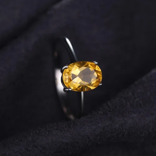 Miniatura 3 de JewelryPalace Anillos de compromiso solitarios de plata de ley 925 chapados en oro de 14 quilates con piedra natal de topacio azul citrino y piedras