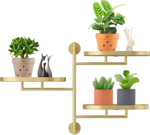 Miniatura 15 de Estantes giratorios de ventana para múltiples plantas en interiores, soporte de esquina de metal de 2 niveles negro soporte flotante para pared