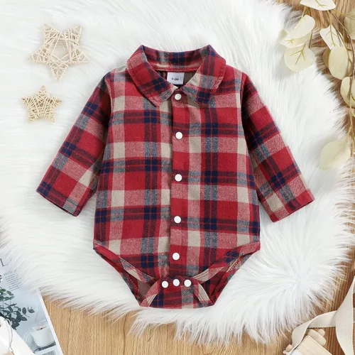 Miniatura 4 de Ropa de bebé niño, trajes de bebé, overol de manga larga a cuadros + overol de jeans, conjunto de pantalones