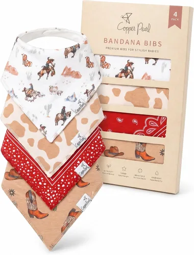 Miniatura 13 de Copper Pearl Baberos tipo bandana para bebé, paquete de 4 baberos de algodón suave para babear y dentición, absorbentes, ajuste ajustable, muchos