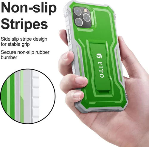 Miniatura 3 de FITO - Funda protectora de doble capa a prueba de golpes y cuerpo completo con protector de pantalla, soporte integrado
