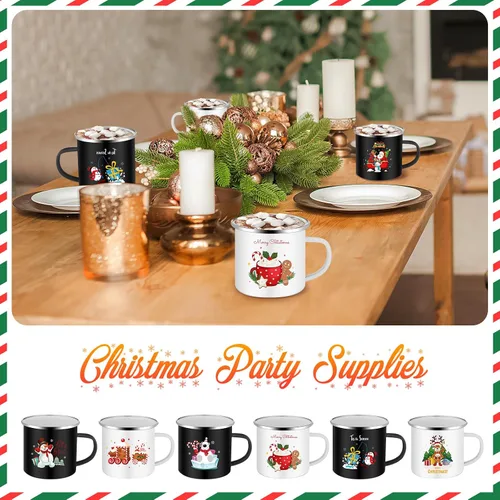 Miniatura 5 de Layhit 9 tazas de Navidad de 12 onzas esmaltadas para café, tazas de cerámica para vacaciones de invierno, tazas divertidas de Navidad, regalos