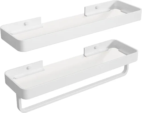 Miniatura 10 de Danpoo Estante de Pared Pequeña de 8 Pulgadas, Vidrio Templado Transparente con Marco de Aluminio Negro Mate – Elegante Organizador Flotante