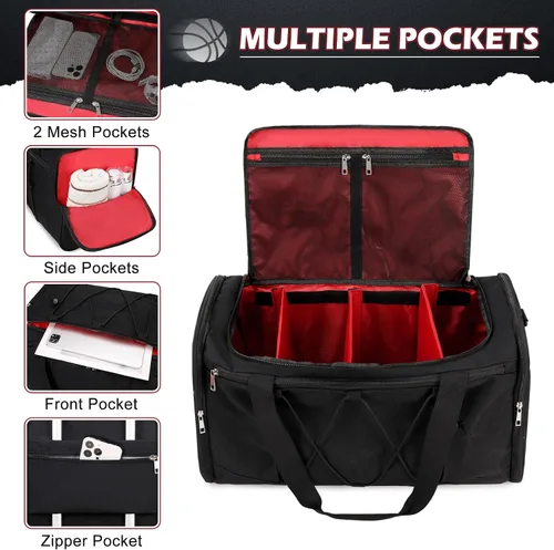 Miniatura 5 de Bolsa de deporte para viajes, deportes al aire libre, bolsa de zapatos para 4 pares de tenis hasta la talla 14, bolsa de viaje con 3 divisores