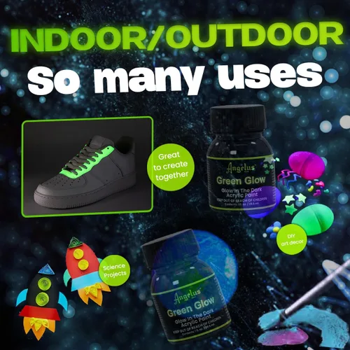 Miniatura 3 de Angelus Pintura verde neón brillante de 1 oz, brillo más brillante, iluminación durante toda la noche, no tóxica, fabricada en Estados Unidos, ideal