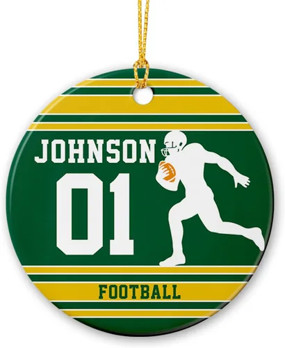Miniatura 13 de Adornos personalizados de cerámica de fútbol americano, recuerdo de adorno de Navidad de jugador de fútbol americano, regalo para atletas