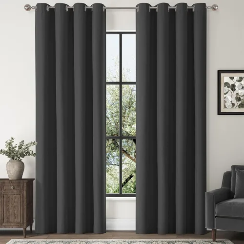 Miniatura 17 de ChrisDowa Cortinas 100% Opacas de Abedul Sólido de 45 Pulgadas de Largo, 2 Paneles para Dormitorio y Sala de Estar, Estilo Granja Oscurecedoras