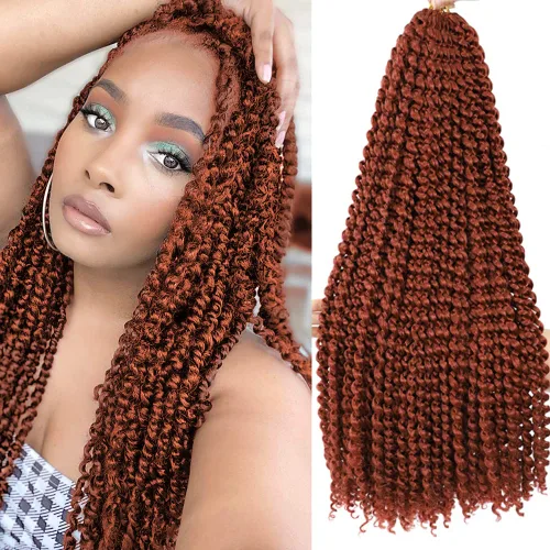 Miniatura 31 de Cabello Rizado Francés para Trenzar de 18 Pulgadas, 8 Paquetes Color Borgoña - Cabello para Trenzar Pre-Estirado con Rebote - Extensiones de Cabello