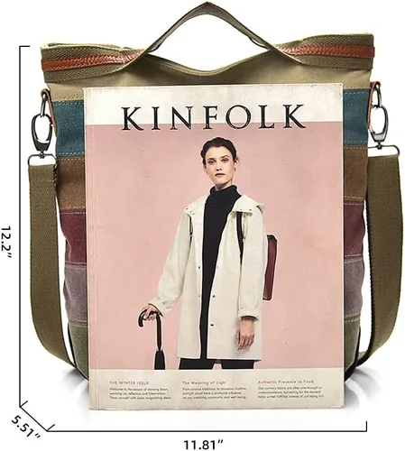 Miniatura 6 de ROUROU Hobo Tote para mujer – Bolso cruzado de hombro con asa superior, lona multicolor, gran capacidad, bolso casual