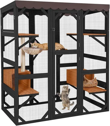 Miniatura 10 de Aivituvin Window Catio Outdoor Cat Enclosure Super Large Walk in Cat House with 6 Platforms and 2 Scratching Posts for Cats,104" L x 34" W x 69.5" H