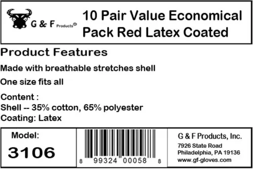 Miniatura 2 de G & F Products Gloves 3106-300 - Guantes económicos de látex de punto de cuerda, guantes de trabajo con revestimiento de nitrilo para uso general