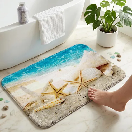 Miniatura 23 de Alfombra antideslizante de espuma de esponja de pelo bajo para puerta de baño, alfombras separadas a prueba de deslizamiento, alfombra de ilusión