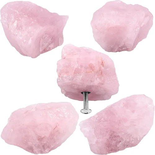 Miniatura 5 de Rockcloud Paquete de 2 pomos de piedra de cristal natural con tornillos para cajones de armario, aparador, decoración de oficina en el hogar, cuarzo