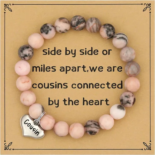 MIXJOY Regalos inspiradores para mujer, pulsera de cuentas elásticas rosas con dije de corazón, afirmaciones positivas, regalos de recuperación