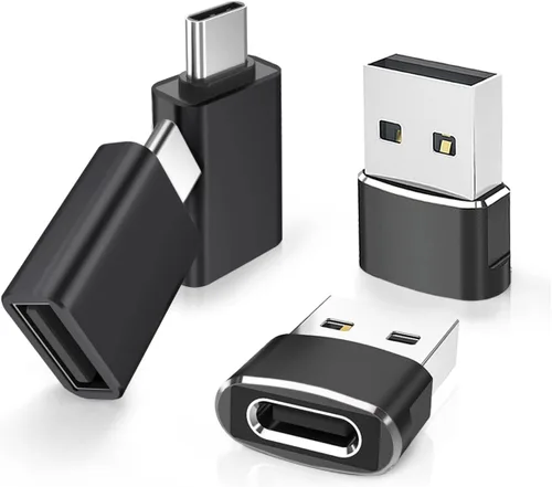 Elebase 4Pack Adaptador USB a USB C con Adaptador Macho Tipo C a Hembra 3.0, Convertidor de Bloque de Thunderbolt 4 a USBA OTG para iPhone 17 16 15
