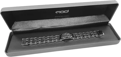 Miniatura 4 de Harley-Davidson Mens Bar & Shield Emblem Bike Chain Steel Bracelet HSB0146