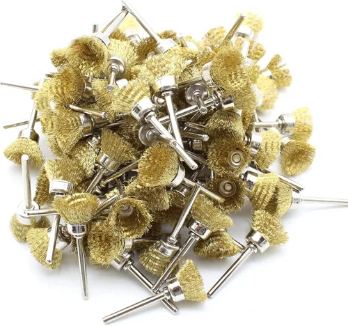 Miniatura 17 de TMAX 10 piezas de cerdas de latón de 1/2 pulgada de taza de alambre de cepillo de rueda con vástago de 1/8 pulgadas para Dremel y otras herramientas