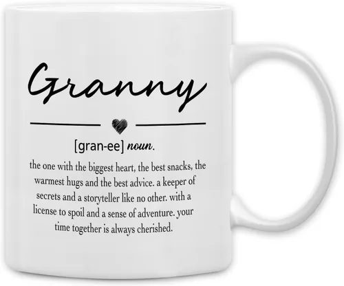 Miniatura 16 de QASHWEY Gigi Definition - Taza de café con texto en inglés "Grande", regalo de cumpleaños de la abuela y la madre, para nieta, nieto, taza