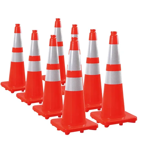 Miniatura 9 de Paquete de 4 conos de tráfico de 18 pulgadas con collares reflectantes, conos de seguridad de PVC duraderos para estacionamiento, construcción