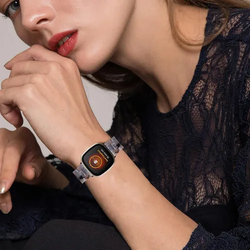 Miniatura 6 de Correa de reloj de resina compatible con Fitbit Versa 4/Sense 2/Versa 3/Sense 1, pulsera brazalete de moda ligera y ajustable de repuesto