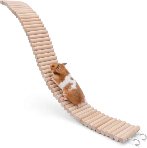 Miniatura 11 de Niteangel Juguete de puente colgante de hámster, escalera de madera de escalada larga para hámsters, ratones, ratones, jerbos, ratas planeadoras