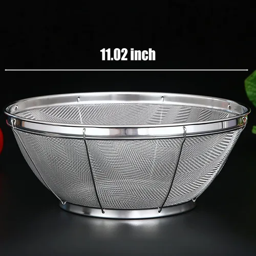 Miniatura 6 de Colador de Malla Fina para Cocina, Colador de Acero Inoxidable de 5 Quart para Pasta, Arroz, Frutas, Cestas de Malla Metálica con Base de Apoyo