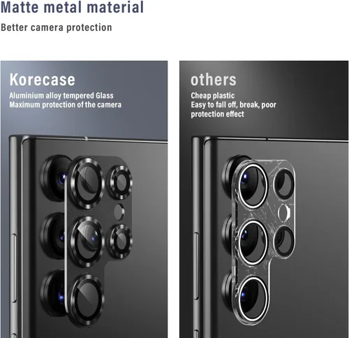 Miniatura 3 de Korecase Diseñado para Samsung Galaxy S23 Ultra Protector de lente de cámara Película de lente de vidrio templado, cubierta de cámara de metal