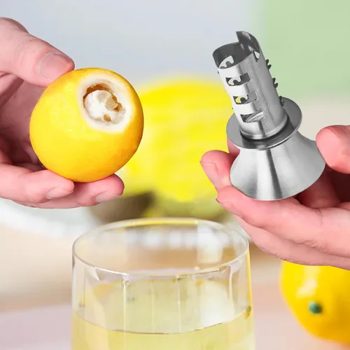 Miniatura 4 de Exprimidor manual de limón de acero inoxidable 18/8, exprimidor y escariador de mano pequeño fácil de apretar, exprimidor de cítricos a mano