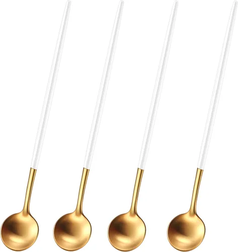 Miniatura 16 de DEHOV 4 cucharas de café 18/10 de acero inoxidable negro satinado de 6.7 pulgadas, cuchara de té helado, cucharas para remover espresso, cucharas
