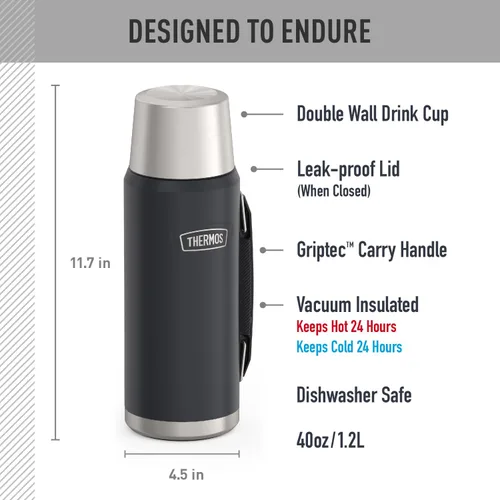 Miniatura 2 de THERMOS Serie ICON, Botella de acero inoxidable para bebidas, Granito, 40 oz