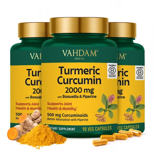 Miniatura 10 de VAHDAM, Suplemento de curcumina de cúrcuma de 2000 mg (500 mg de curcuminoides) con boswellia y piperina para una rápida absorción Apoya la salud