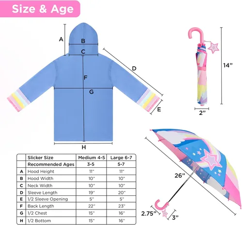 Miniatura 6 de Kids Umbrella Girls Boys Rain Jacket Toddler Umbrellas for Rain - Kids Raincoat for Boys and Girls Rain Coat for 3-9 Years
