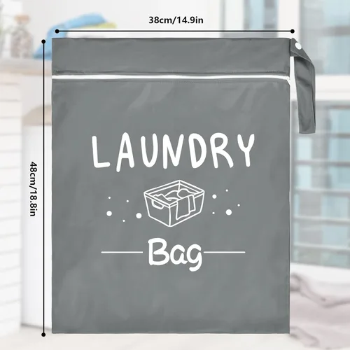 Miniatura 8 de Bolsa grande de lavandería de viaje de 2 piezas, impermeable, húmedo, seco, lavable para ropa sucia, traje de baño, entrenamiento, gimnasio, Rosa