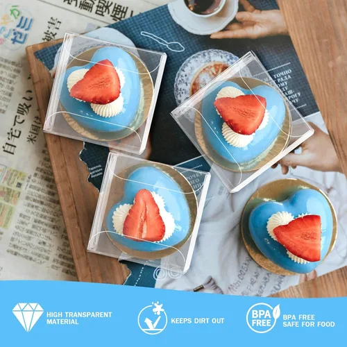 Miniatura 3 de Newbested Paquete de 100 cajas de plástico transparente para macarrones, dulces de chocolate transparente, bolas de malta, mini cajas de embalaje