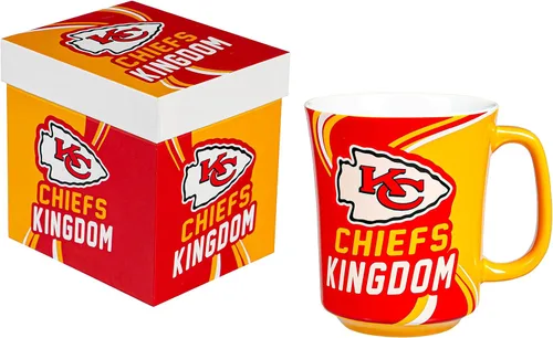 Team Sports America Kansas City Chiefs, cerámica de 14 onzas con caja a juego