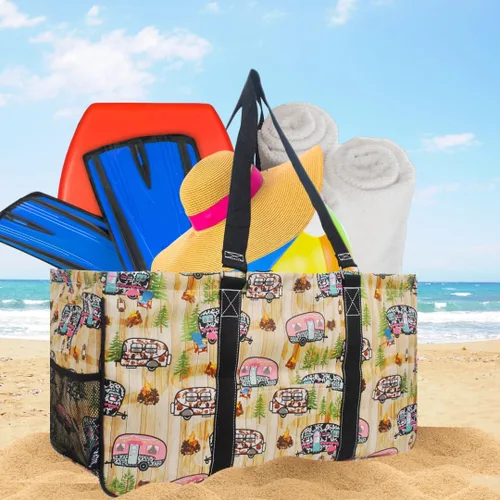 Miniatura 426 de NGIL Bolsa de comestibles reutilizable extra grande plegable de gran tamaño para comestibles, almacenamiento, picnic, playa, Bronco-negro occidental