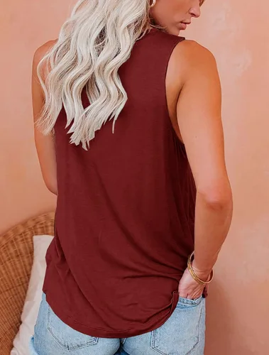 Miniatura 27 de JAWINT Camisetas casuales sin mangas para mujer, cuello redondo, sin mangas, holgadas, holgadas