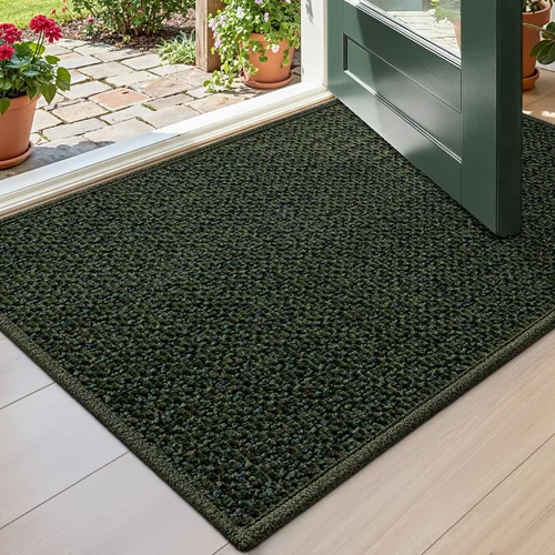 Miniatura 16 de DEXI Tapete para puerta delantera, 17 x 30 pulgadas, parte trasera de goma antideslizante, tapete de bajo perfil absorbente para la entrada