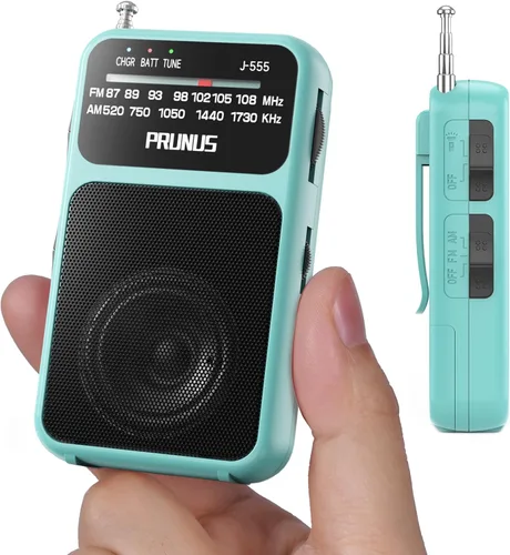 Miniatura 10 de PRUNUS J-555 - Radio de Bolsillo AM FM con Carga USB-C y Batería, Excelente Recepción y Altavoz Claro con Conector para Auriculares, Clip Posterior